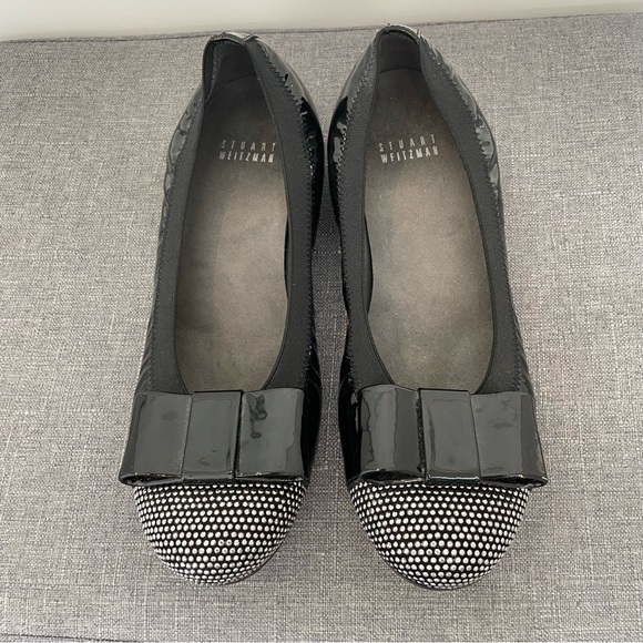 STUART WEITZMAN Cabot Flats Patent Leather Bow Studded - Black Size 6.5 - Picture 4 of 9